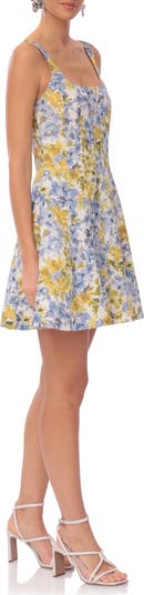 Linen Blend Fit & Flare Minidress