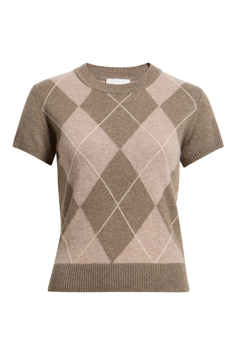 Darcy Short Sleeve Cashmere Sweater, Main, color, OAK ARGYLE