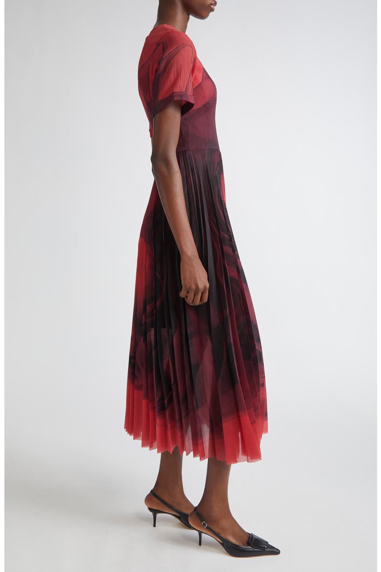 Dancing Pleat Pleated Shift Dress, Alternate, color, RED/ BLACK MULTI