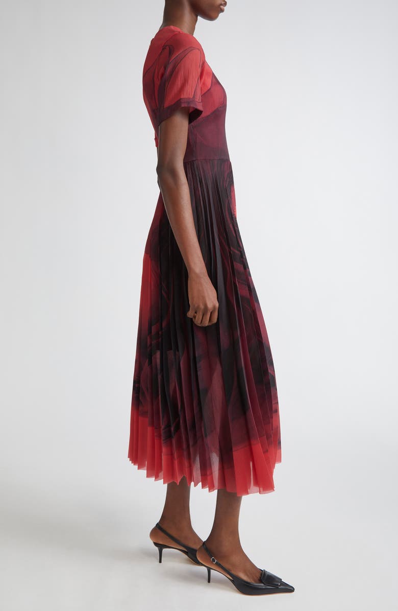 Jason Wu Collection Dancing Pleat Pleated Shift Dress, Alternate, color, Red/ Black Multi