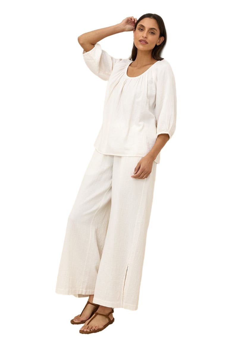 Organic Cotton Coastal Double Gauze Split Hem Pant, Main, color, Sea Salt