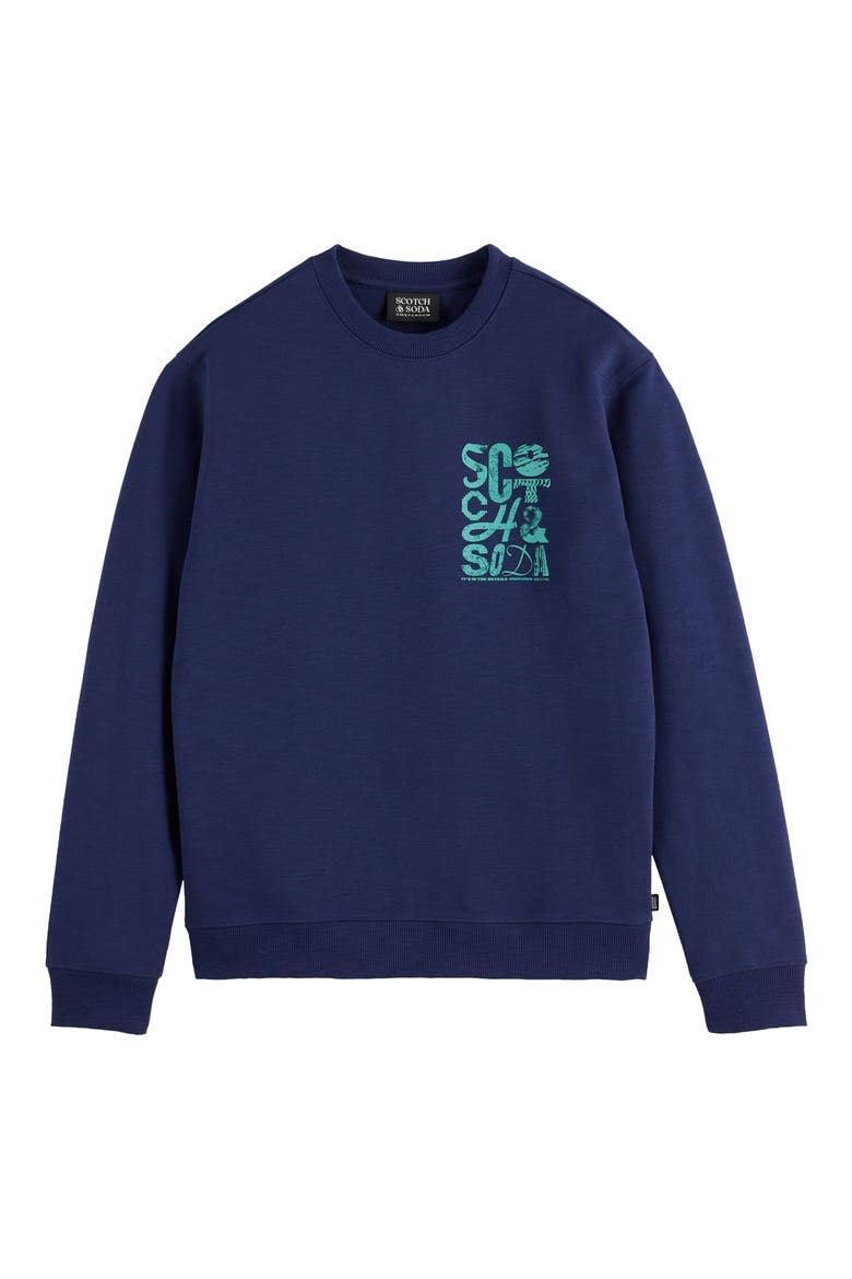 Logo Graphic Crewneck Sweatshirt, Alternate, color, PEACOAT