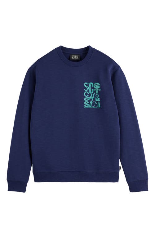 Scotch & Soda Logo Graphic Crewneck Sweatshirt In Blue