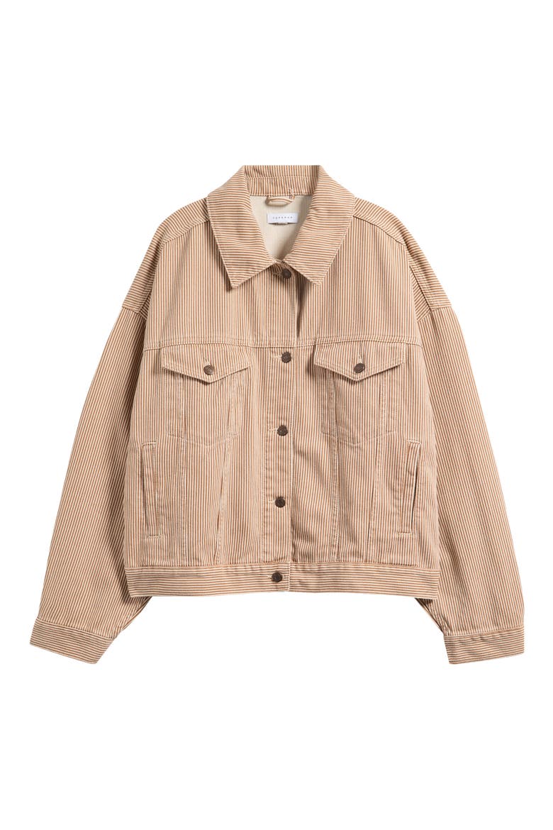 Stripe Denim Balloon Sleeve Jacket, Alternate, color, RUST MULTI
