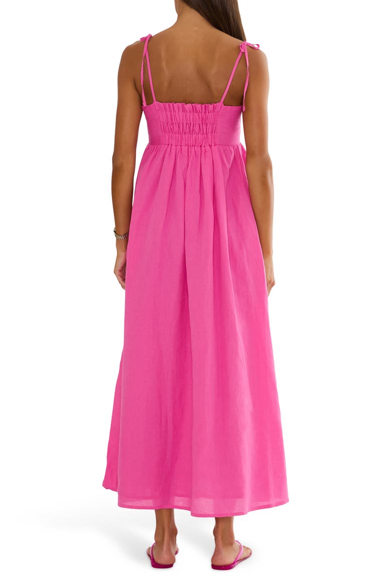 Valory Tie Strap Cotton & Linen Cover-Up Maxi Dress, Alternate, color, PEONY PINK
