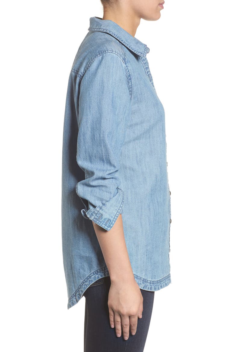 Button Front Chambray Shirt, Alternate, color, CHAMBRAY