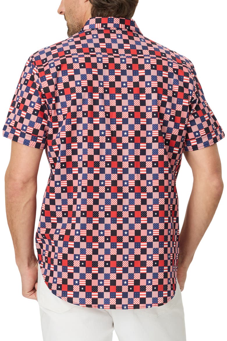 Stars Aligned Short Sleeve Stretch Cotton Button-Up Shirt, Alternate, color, MULTI