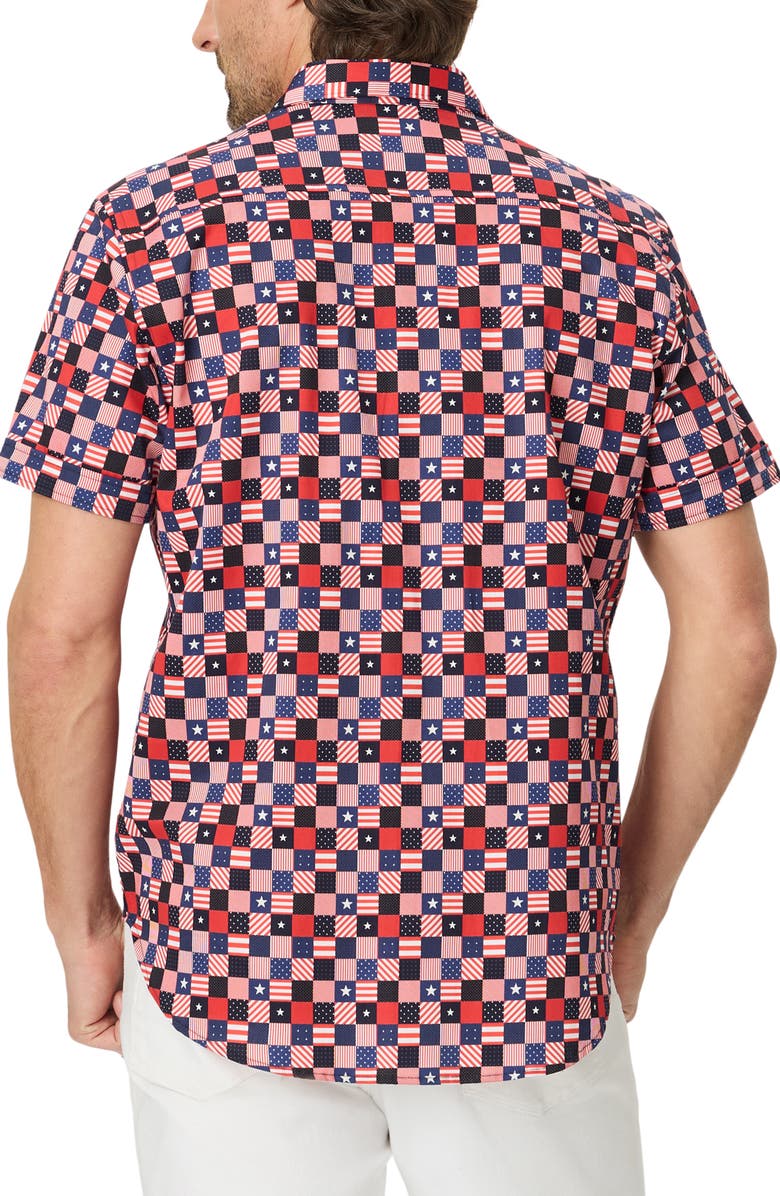 Robert Graham Stars Aligned Short Sleeve Stretch Cotton Button-Up Shirt, Alternate, color, Multi