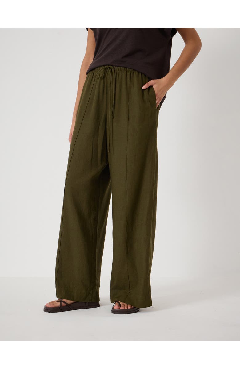 Hush Petunia Linen Blend Wide Leg Trousers, Main, color, Khaki Green