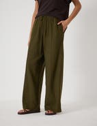 Hush Petunia Linen Blend Wide Leg Trousers