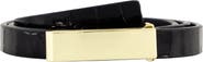 Vince Skinny Croc Embossed Leather Belt