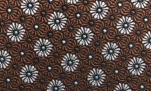 David Donahue Geometric Silk Tie In Brown