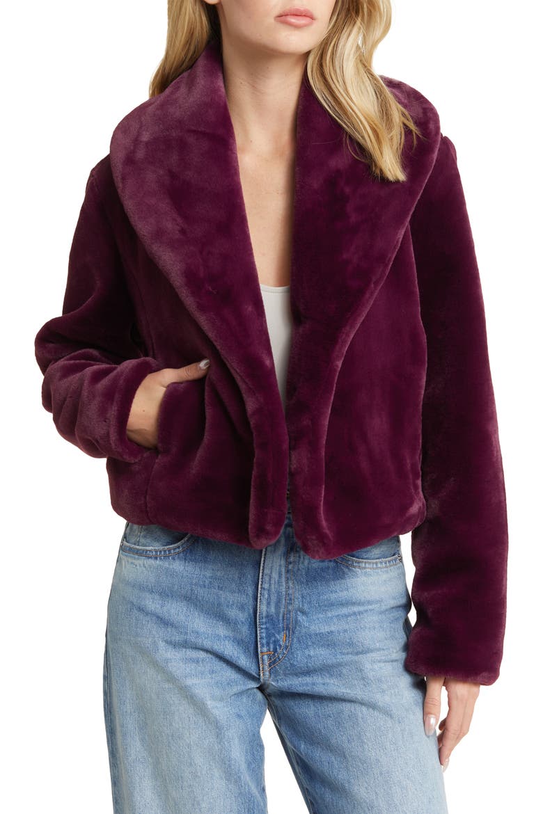 Shawl Collar Faux Fur Jacket, Main, color, DRY MARTINI