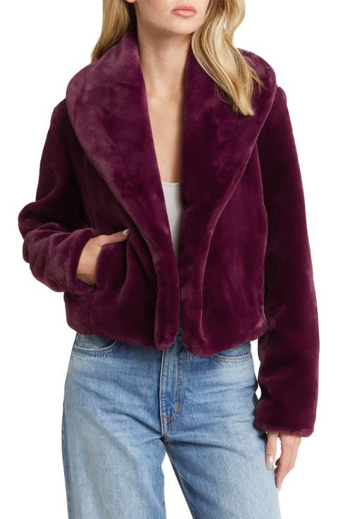 Shawl Collar Faux Fur Jacket