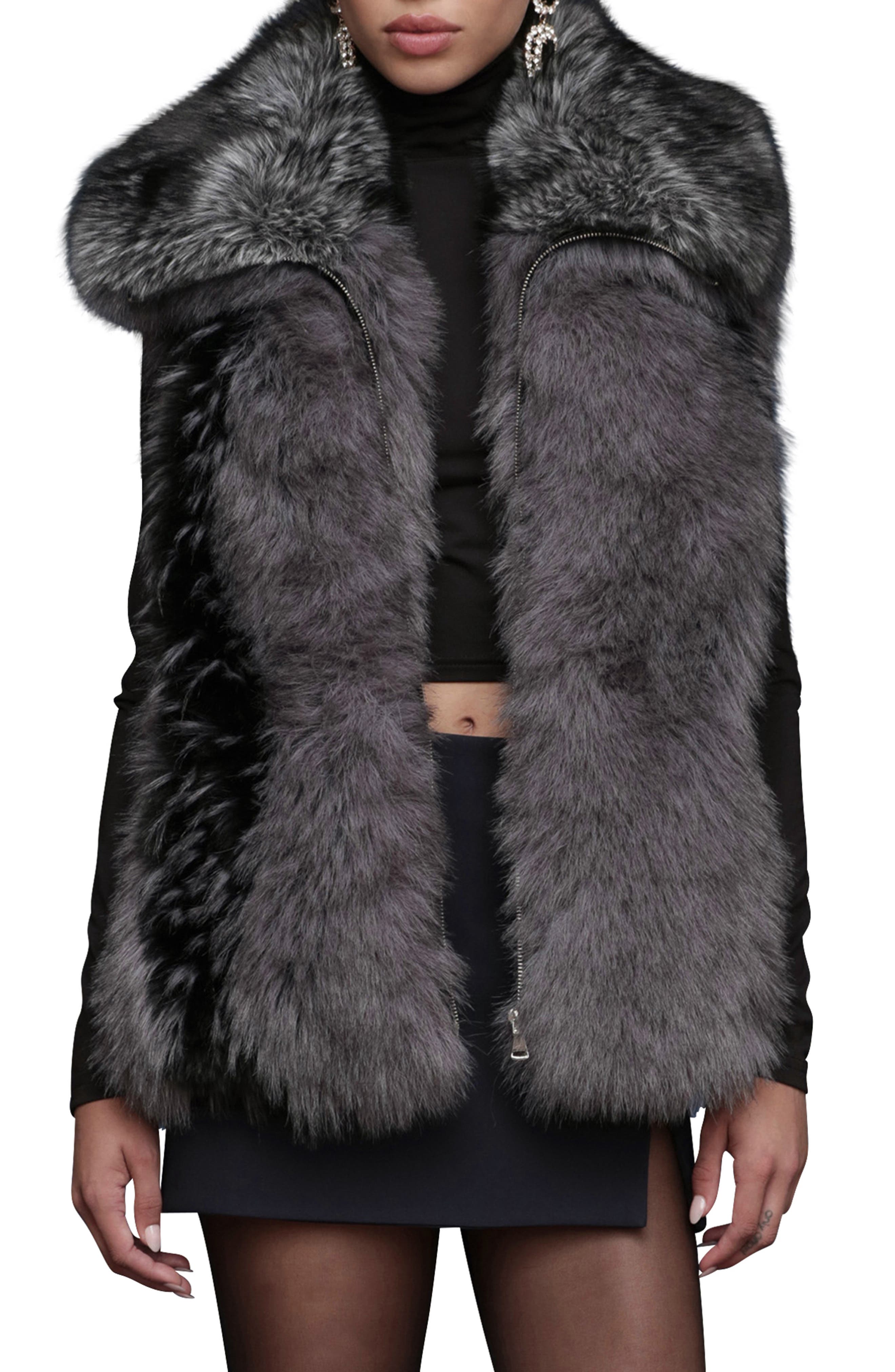 Avec Les Filles Convertible Collar Faux Fur Vest
