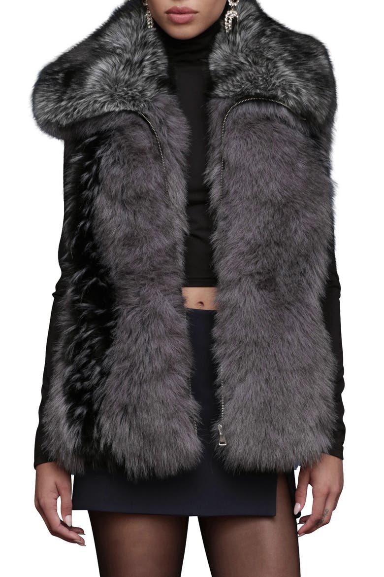 Convertible Collar Faux Fur Vest, Main, color, CHINCHILLA