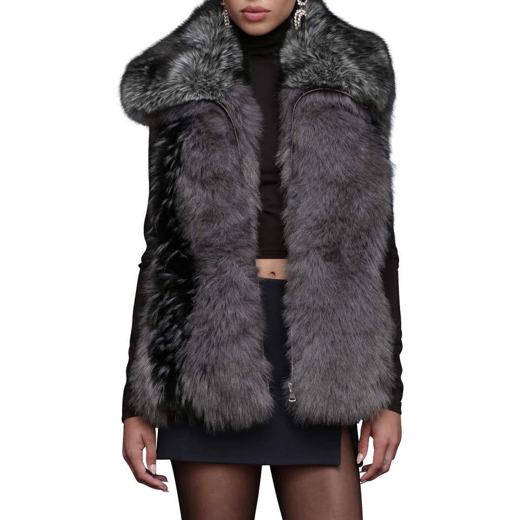 Avec Les Filles Convertible Collar Faux Fur Vest In Multi