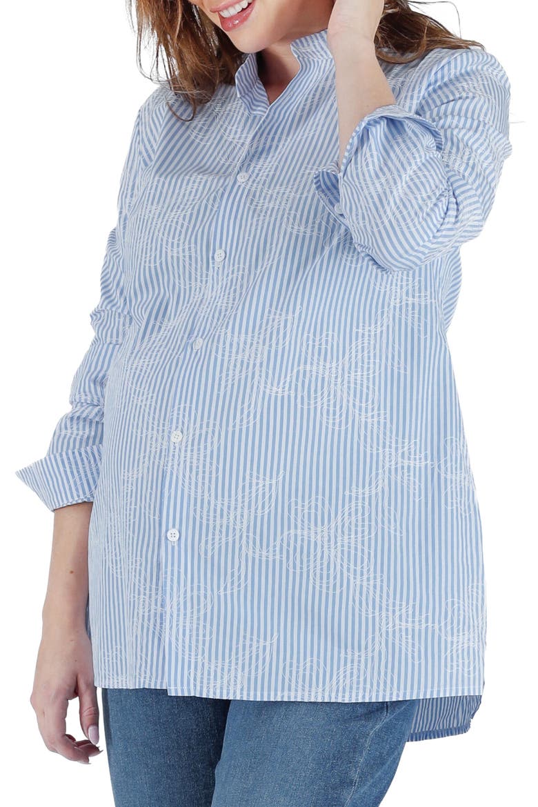 Camille Button-Up Maternity/Nursing Top, Main, color, BLUE