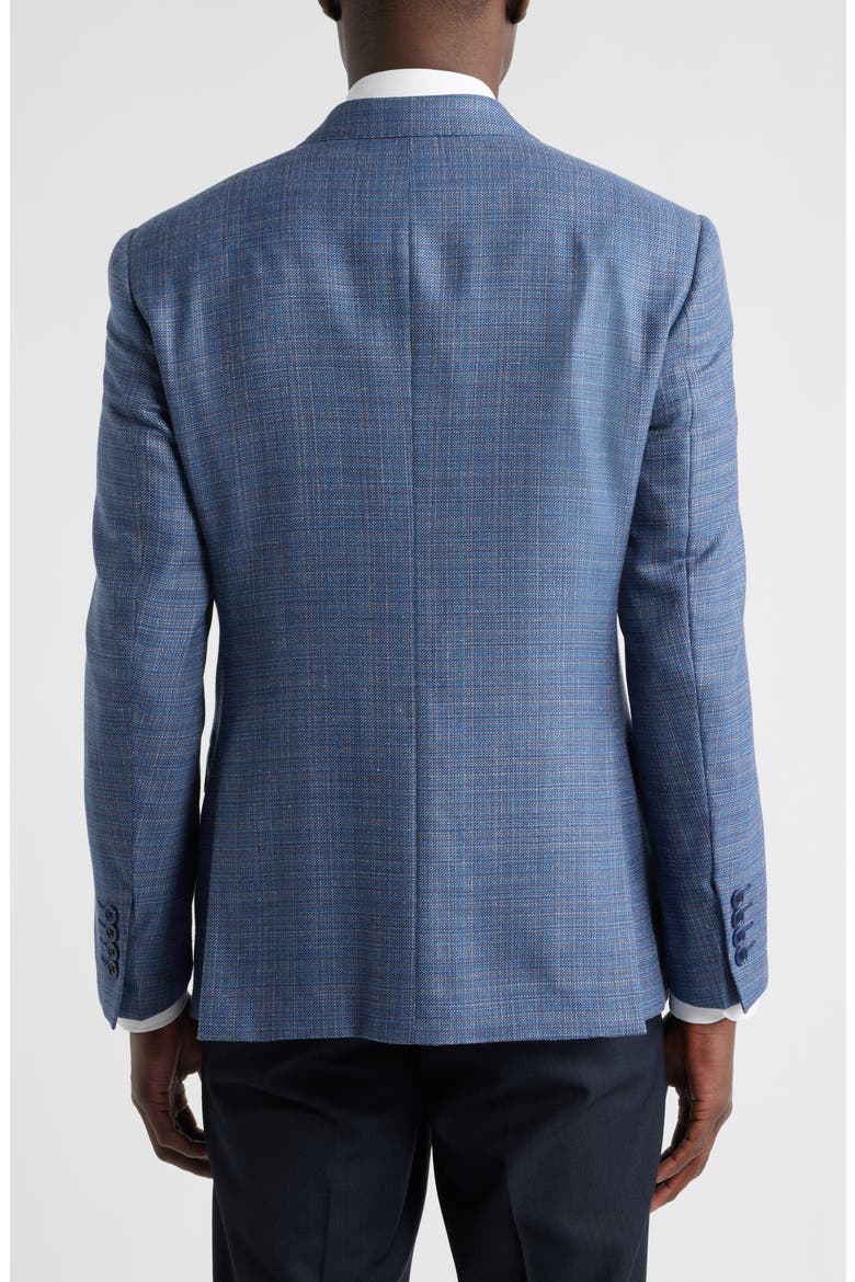 Slub Blue Mélange Wool & Silk Blend Sport Coat, Alternate, color, BLUE