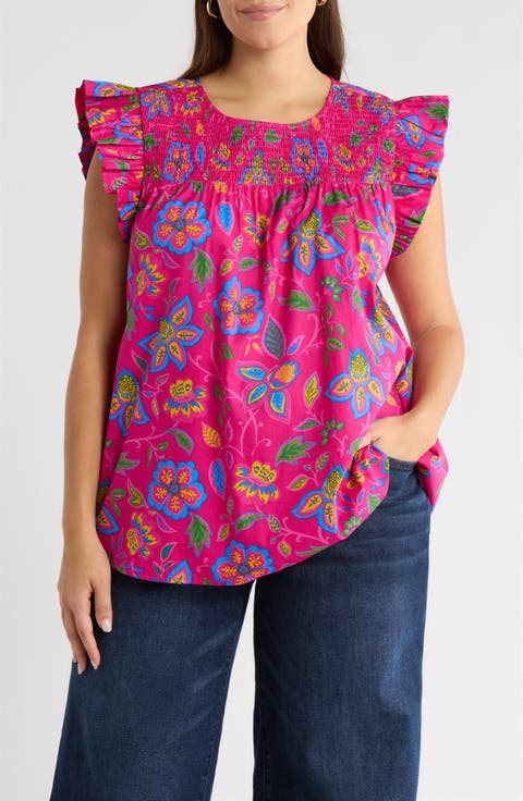 Signy Floral Print Ruffle Top (Plus)
