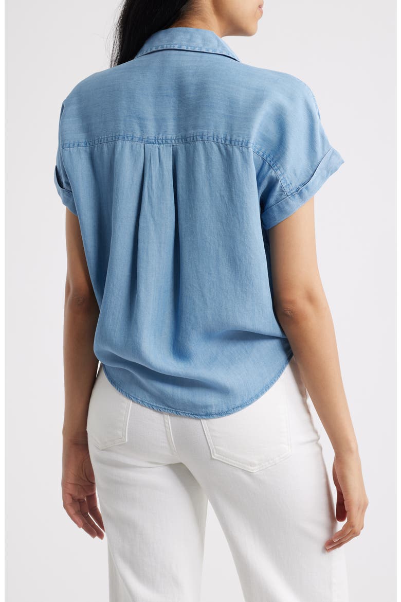 Romi Tie Front Denim Shirt, Alternate, color, LIGHT WASH