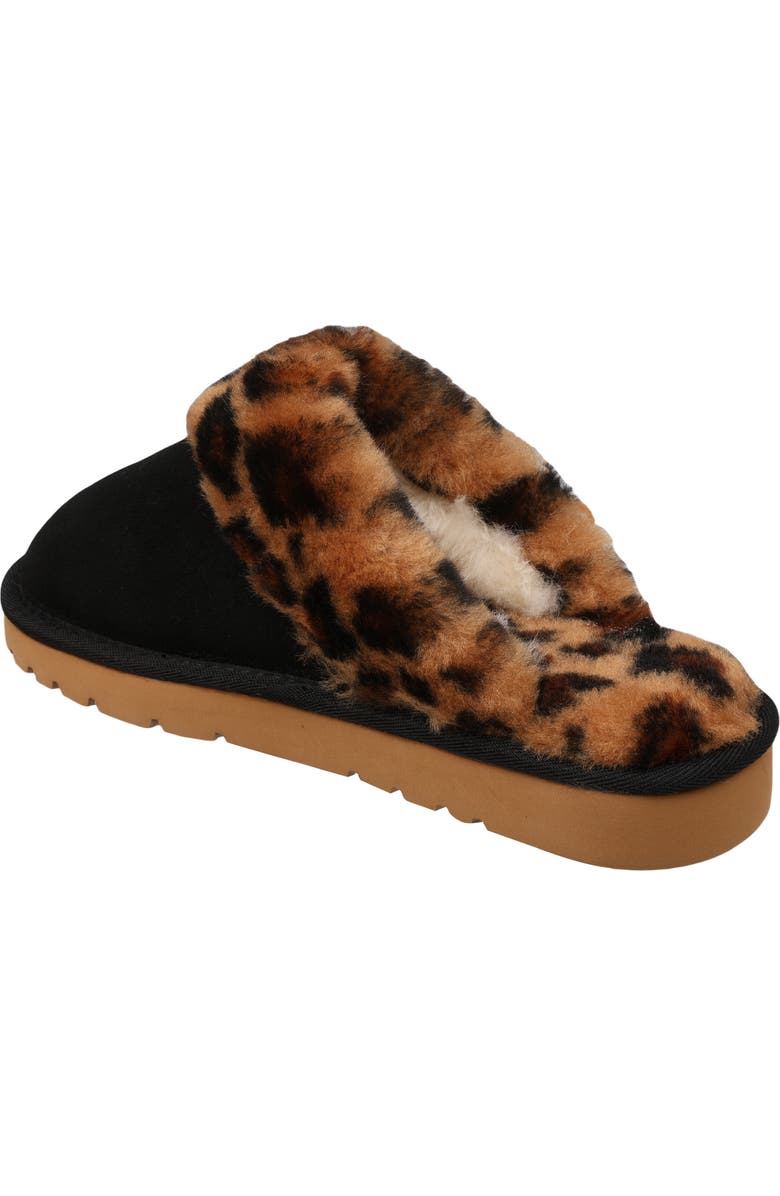 Mykos Genuine Shearling Suede Slipper, Alternate, color, Black/ Leopard