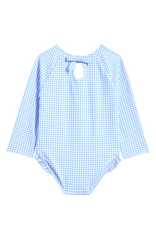 Vineyard Vines Gingham Long Sleeve One-piece Rashguard Swimsuit In J. Gingham