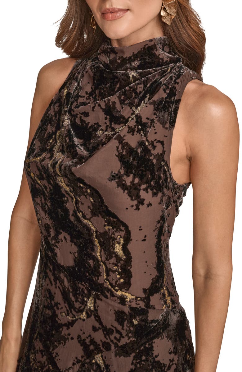 Donna Karan New York Sleeveless Metallic Burnout Midi Dress, Alternate, color, Chocolate Plum
