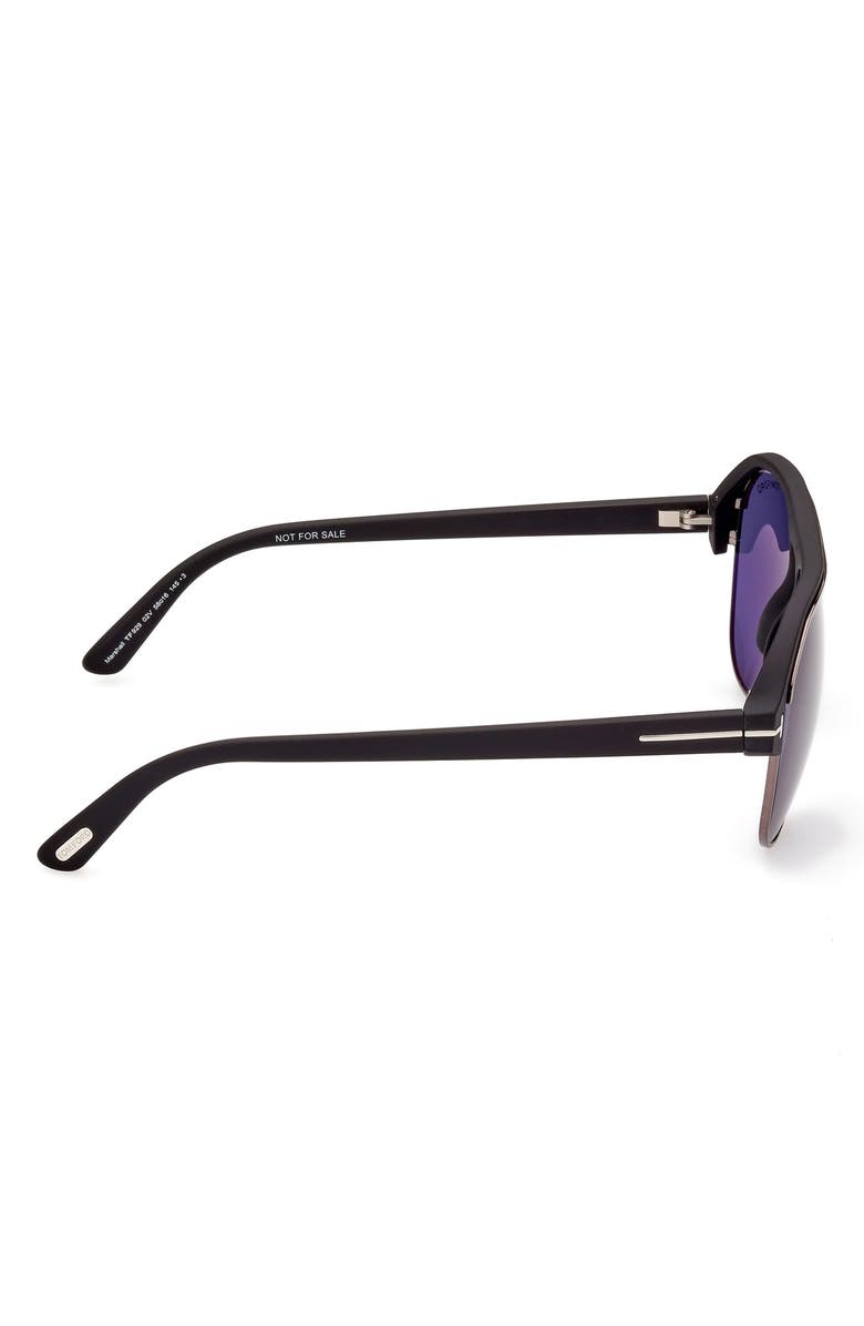 TOM FORD Marshall 58mm Gradient Pilot Sunglasses, Alternate, color, Matte Black / Blue