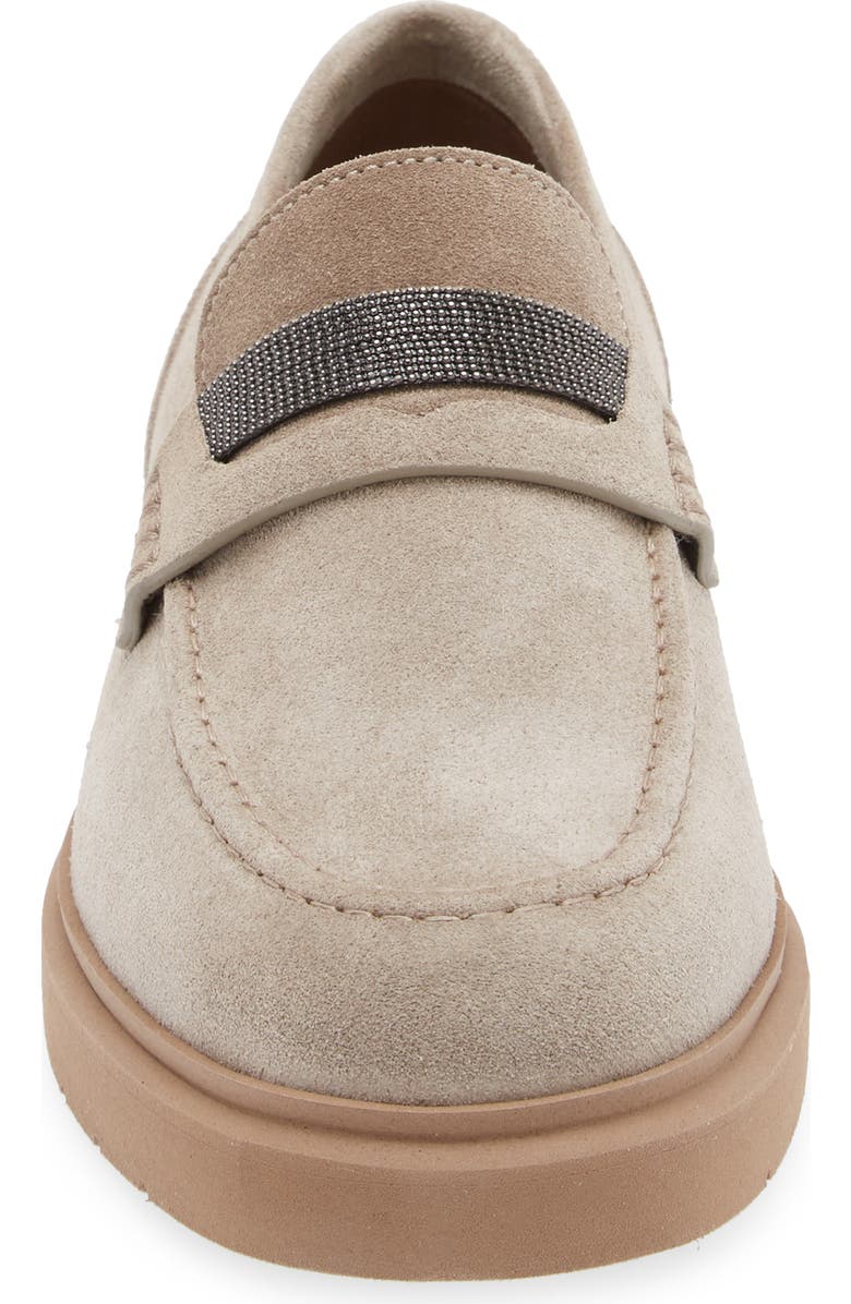 Brunello Cucinelli Monili Trim Suede Loafer, Alternate, color,