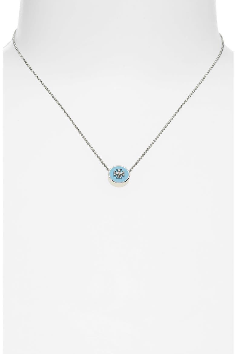 Icon Enamel Pendant Necklace, Alternate, color, TORY SILVER/ LANAI BLUE