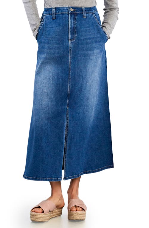 Hint Of Blu Denim Maxi Skirt In Blue