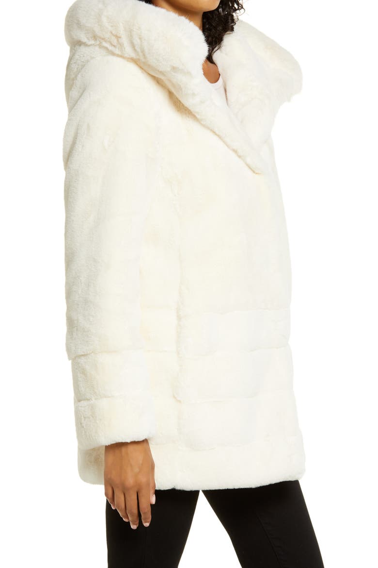 Hooded Faux Fur Coat, Alternate, color, CREAM1