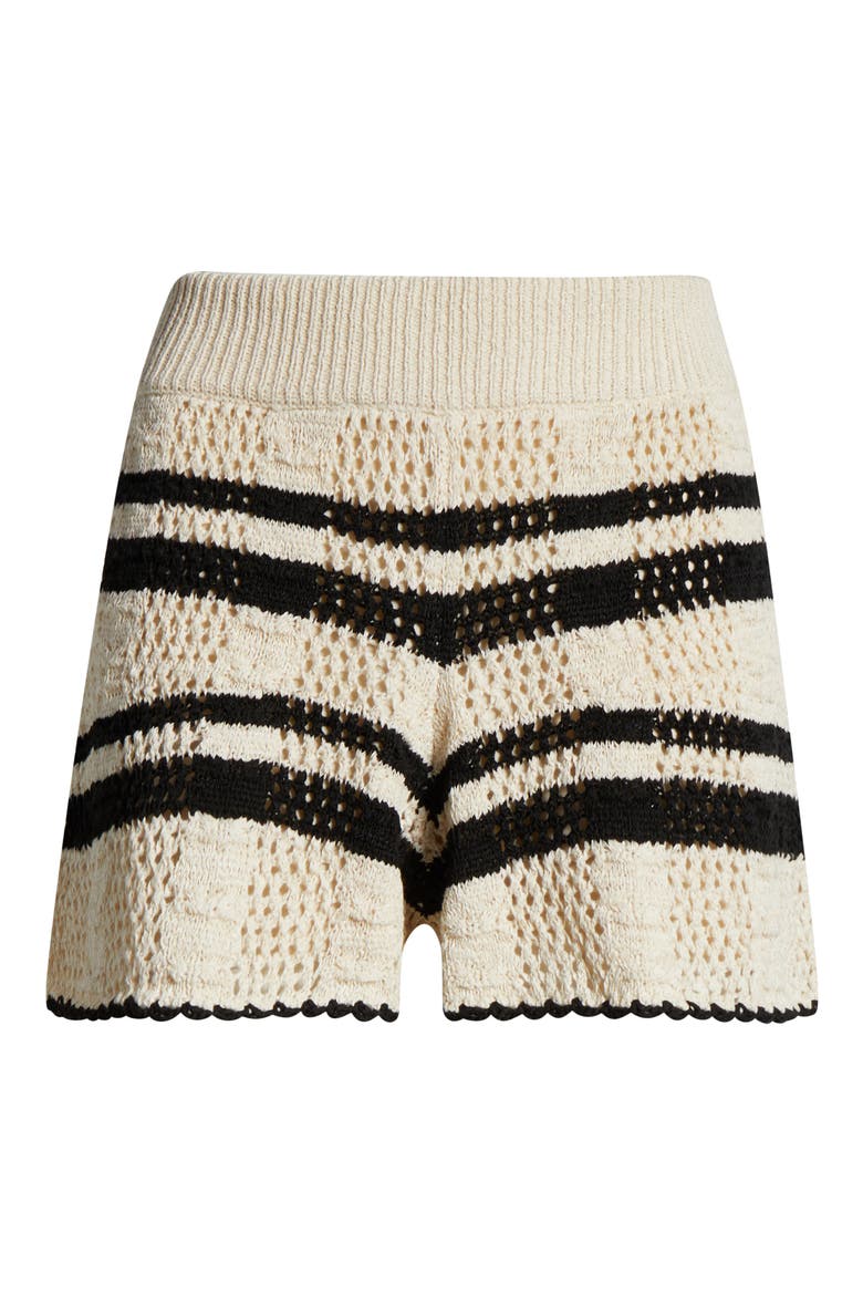 Flowy Cotton Blend Cover-Up Shorts, Alternate, color, NATURAL/ BLACK STRIPE