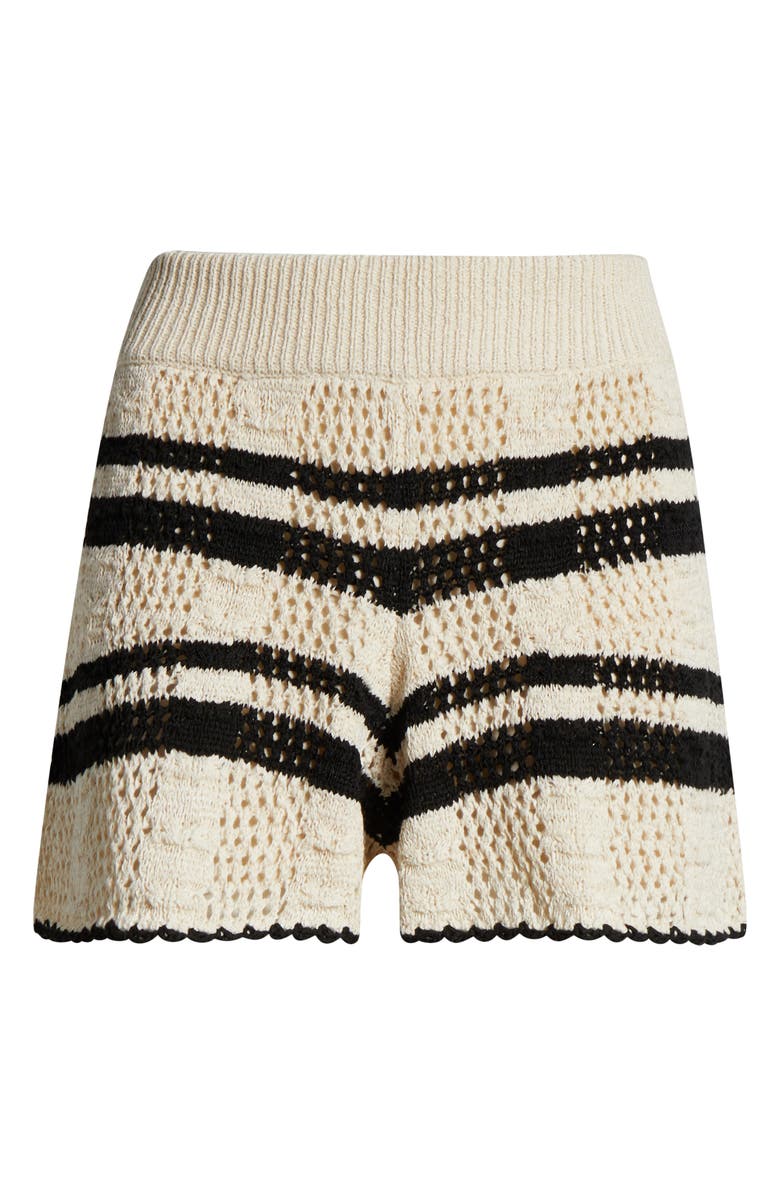 Elan Flowy Cotton Blend Cover-Up Shorts, Alternate, color, Natural/ Black Stripe