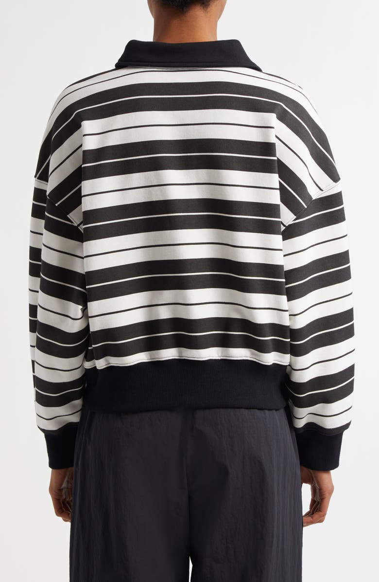 Bella Doña Stripe Long Sleeve Rugby Polo, Alternate, color, Black And White Stripes