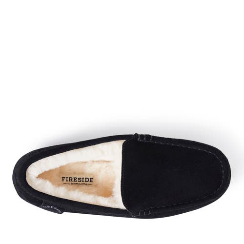 Dearfoams Fireside By  Women's Mel Genuine Shearling Moccasin In Black/cream