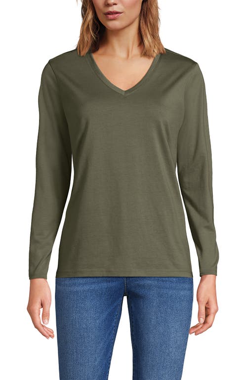 Lands' End Relaxed Supima Cotton Long Sleeve V-neck T-shirt In Green
