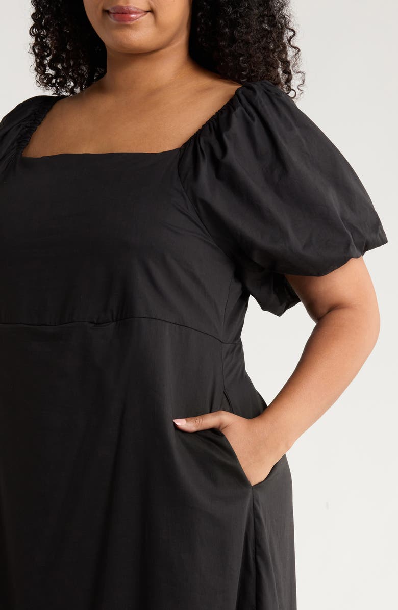 SUGARLIPS Coraly Xena Puff Sleeve Cotton Maxi Dress, Alternate, color, Black