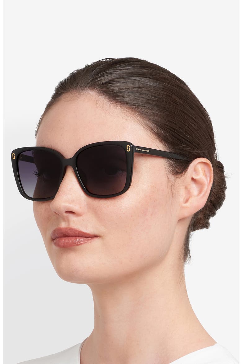 56mm Gradient Butterfly Sunglasses, Alternate, color, BLACK/ DARK GREY SF
