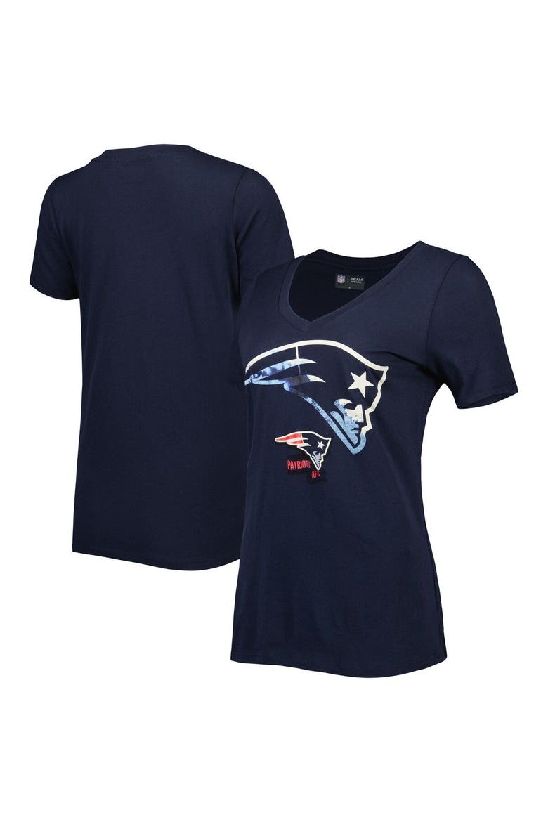 Women's New Era Navy New England Patriots Ink Dye Sideline V-Neck T-Shirt, Main, color, Navy
