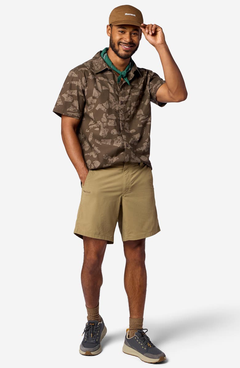 Marmot Cedrus Organic Cotton Blend Short Sleeve Button-Up Shirt, Alternate, color, Hickory Nut Trecker