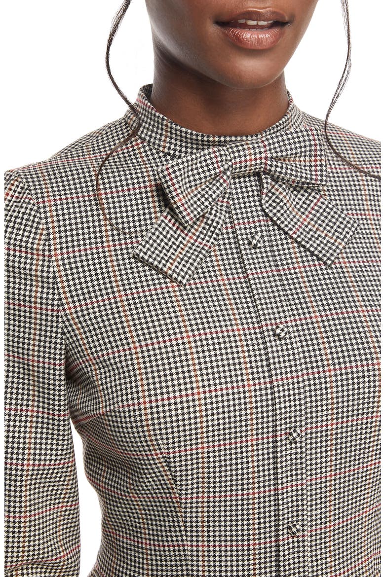 Blanche Check Bow Tie Fit & Flare Dress, Alternate, color, MULTI