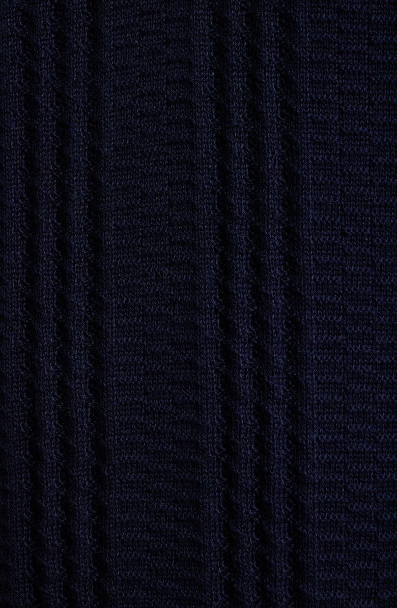 Canali Ribbed Cotton Blend Polo Sweater, Alternate, color, Navy