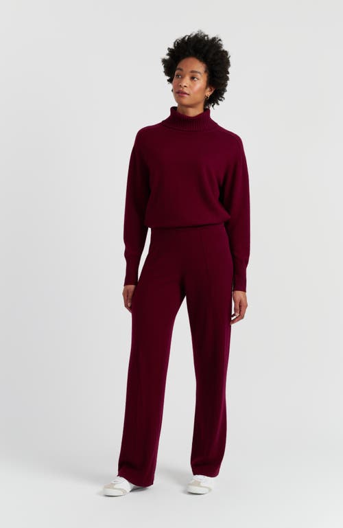 Chinti & Parker Wool & Cashmere Wide Leg Track Pant In Burgundy