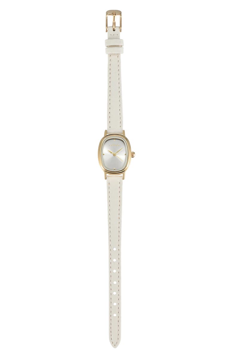 Ettika Square Case Leather Strap Watch, Alternate, color, Vanilla And Gold