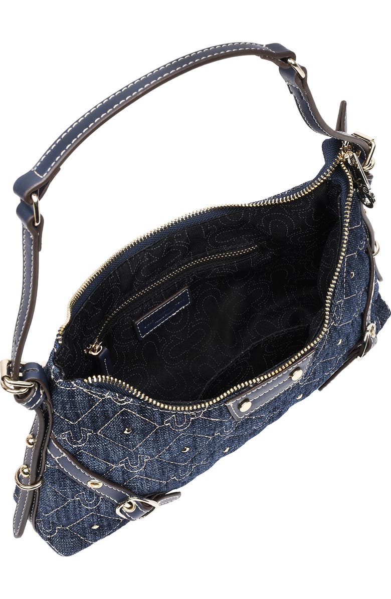 True Religion Studded Denim Chain Shoulder Bag, Alternate, color, Dark Denim