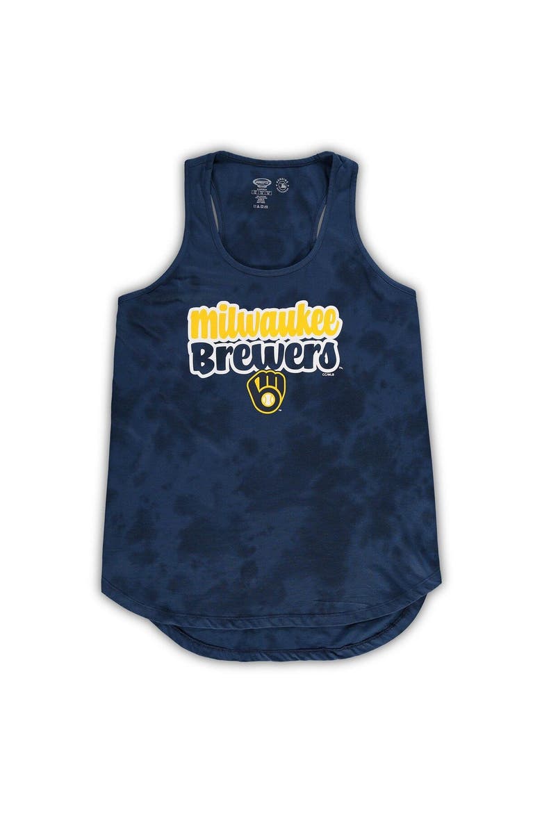 Women's Concepts Sport Navy Milwaukee Brewers Plus Size Cloud Tank Top & Shorts Sleep Set, Alternate, color, Navy