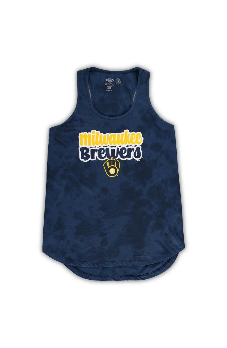 CONCEPTS SPORT Women's Concepts Sport Navy Milwaukee Brewers Plus Size Cloud Tank Top & Shorts Sleep Set, Alternate, color, Navy