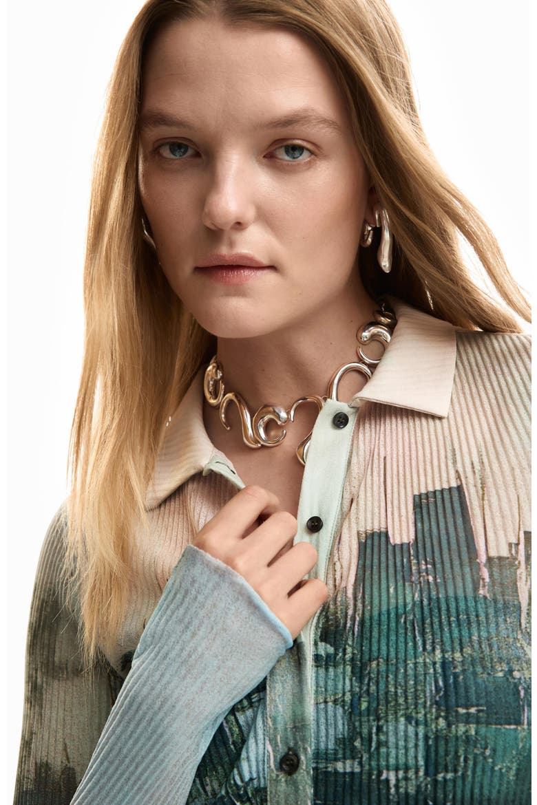 Rib Button-Up Shirt, Alternate, color, GRAY